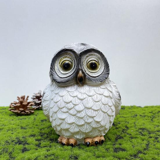 Solar Owl Garden Statue Solar Powered LED Night Lights Resin Animal Decor for Yard Patio Weatherproof Outdoor Ornament