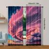 2pcs Colorful Cloud Landscape Curtains - 100% Polyester Semi-Translucent Rod Pocket Drapes   Machine Washable   3 Sizes (29.53x65.