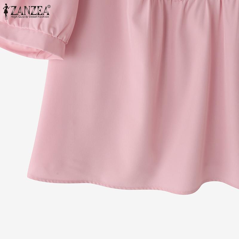 ZANZEA Womens Casual Lace Patchwork Round Neck Half Sleeve Blouse