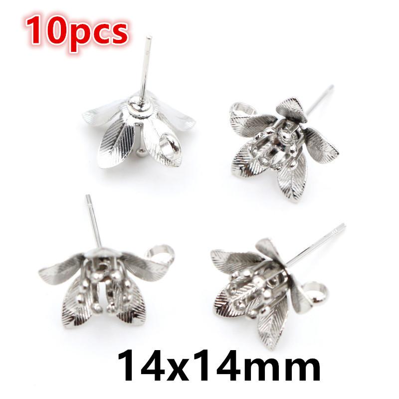 6-10pcs Brass Metal Flower Studs Earrings Pins DIY Earrings Stud Hooks Jewelry Making Accessories Findings