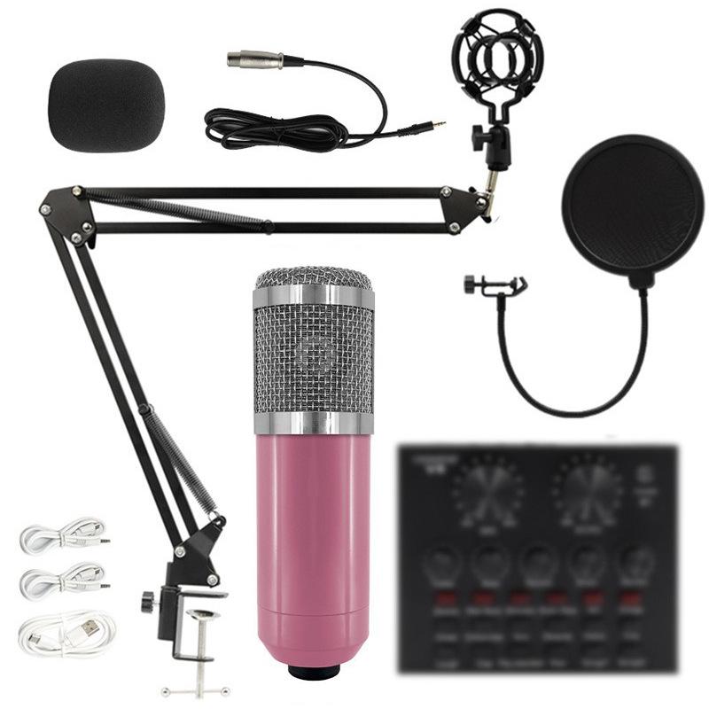 BM800 Kondensatormikrofon Set mit V8 Soundkarte & USB Mikrofonarm für Live-Streaming