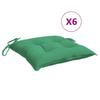 VidaXL Set of 6 Chair Cushions, Seat Pad with Tie Strings, Waterproof Outdoor Cushion, Green 40x40x7 Cm 361467