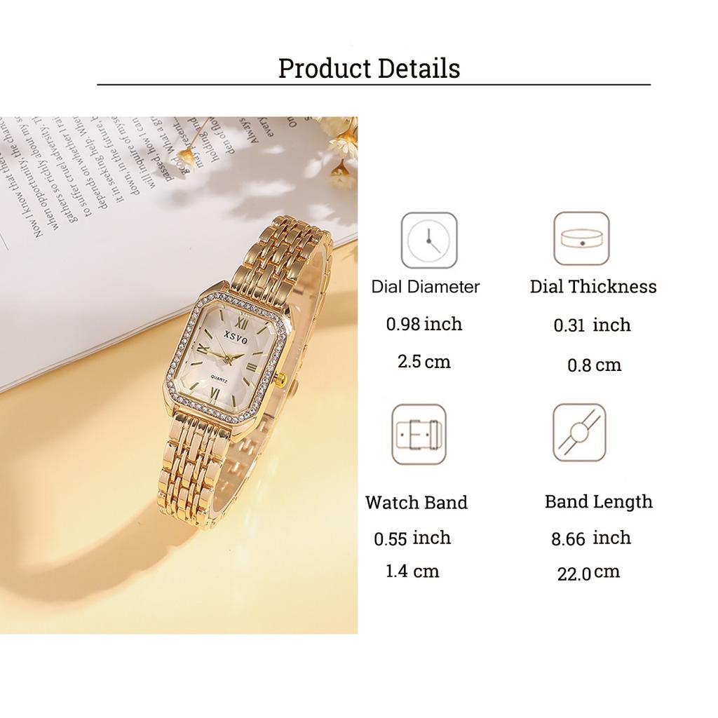 Fashion Light Luxury Alloy Material Women's Quartz Watch Bracelet Set of 5, Suitable for Thanksgiving Christmas Gifts