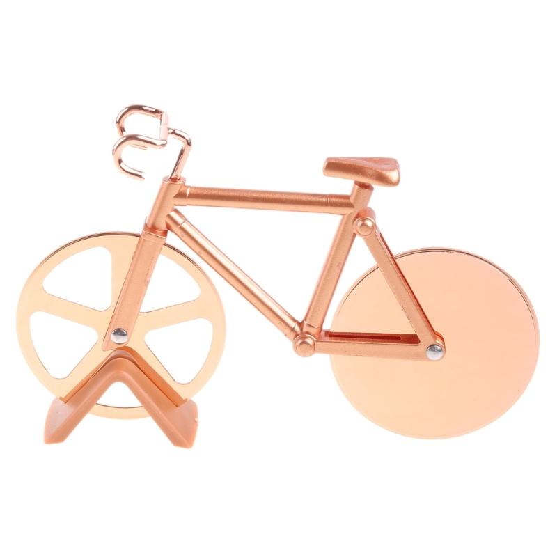 Pizza Cutting Tool Bicycle-Shape Stainless Steel Knife Pizza-Tool Bike Durable Pizza Chopper Slicer Bicycle-Shape Knives 1 розового золота