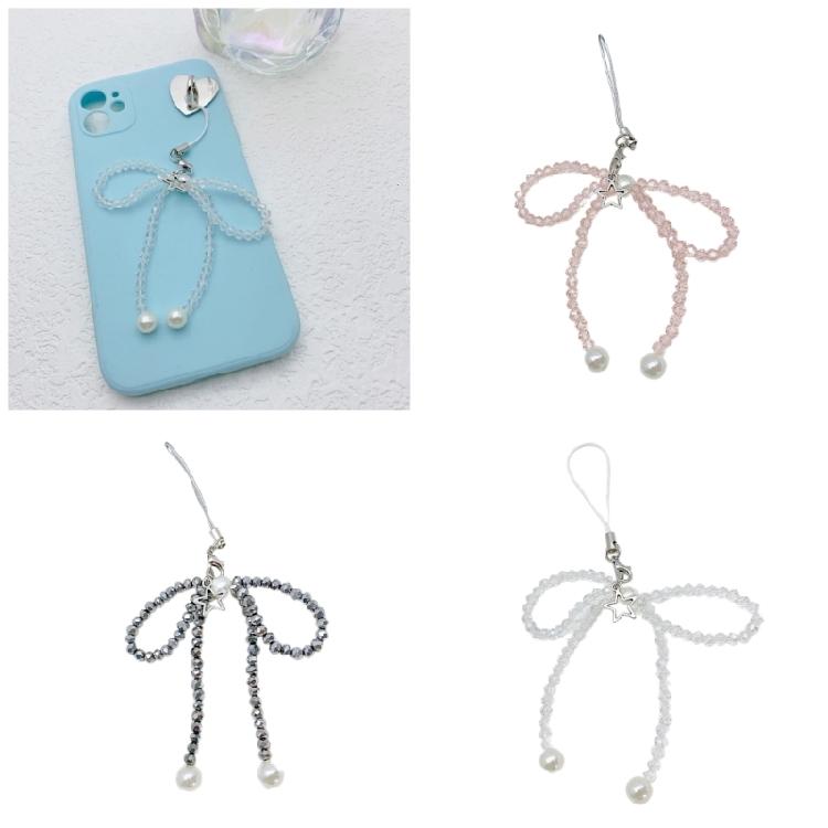 Crystal Beaded Butterfly Phone Lanyard Bowknot Star Charm Keychain Colorful Detachable Phone Chain Bag Purse Accessory