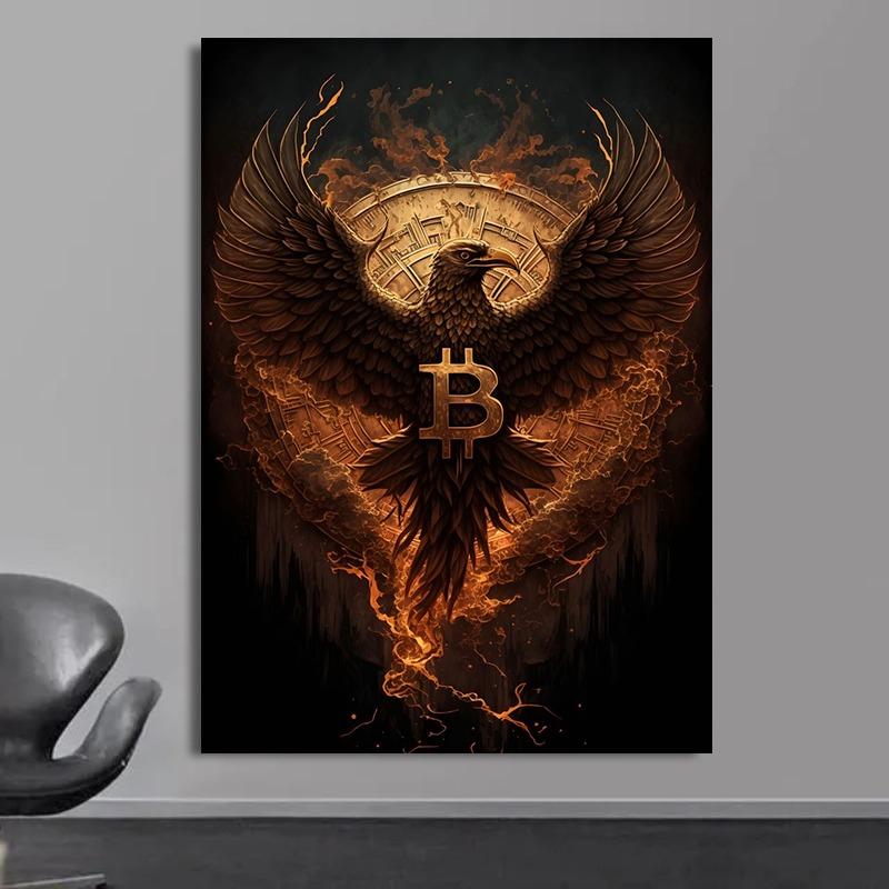 Neonowy Obraz na Płótnie Bitcoin Ethereum Plakaty i Druk Nowoczesna Moda Pop Obrazy Ścienne do Salonu Dekoracja Domowego Biura