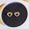 Design Sense Gold Double Heart Stud Earrings Trendy Simple Small Earrings Wedding Date Earrings