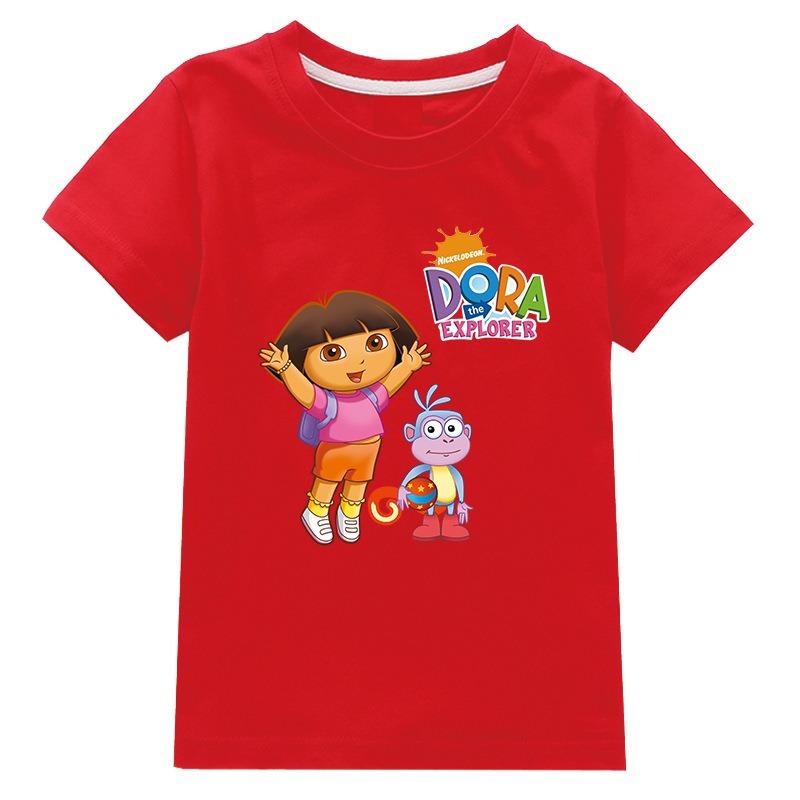 Dora Bambini Abbigliamento Cotone Bambine Manica Corta Capispalla Estivi Bambini T-shirt Carina Bambini Top Casuali
