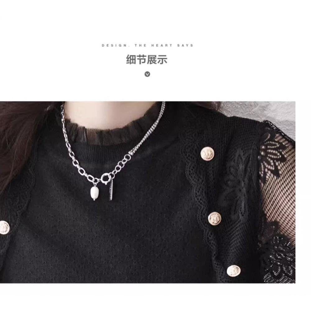 Lace Knitted Bottoming Shirt for Women Loose and Chic with a Western Style Slimming Top