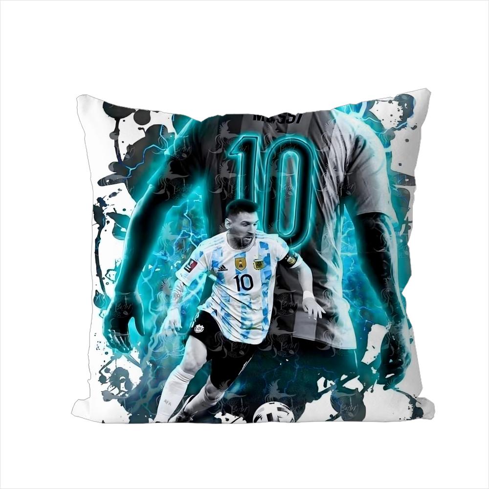 MMessi Pillow Case For Car Sofa Decorative Home Doublesided Print Plush Square Throw Pillow Cushion Cover