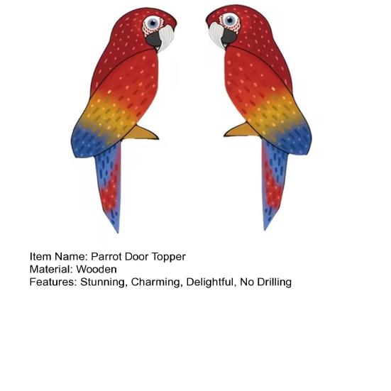 1 Coppia Decorazione Telaio Porta in Legno per Pappagalli Uccello Tropicale Colorato Topper per Porta Angolo Sopra Porta in Legno Arte Murale per Casa Bagno Camera da Letto Ufficio