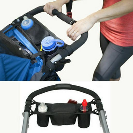 

Universal Baby Stroller Rear-Mounted Hanging Bag with Bottle and Cup Holders чёрный