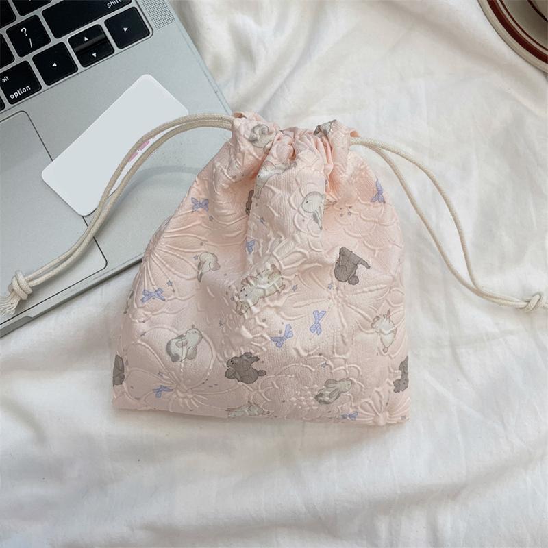 1PC Drawstring Sundry Storage Bag Cartoon Drawstring Bag Bear Multi-Functional Cloth Bag Dustproof Portable Organiser Multi-Style