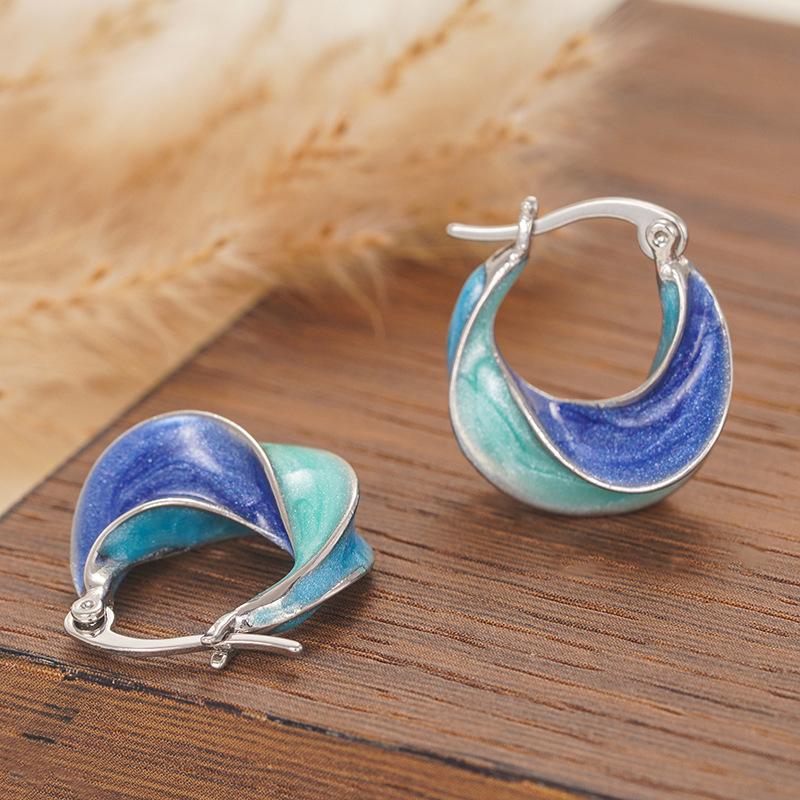 Retro Hong Kong Style Earrings, Dripping Spiral Pattern Earrings, Holiday Style Advanced Sense Internet Celebrity French Earrings