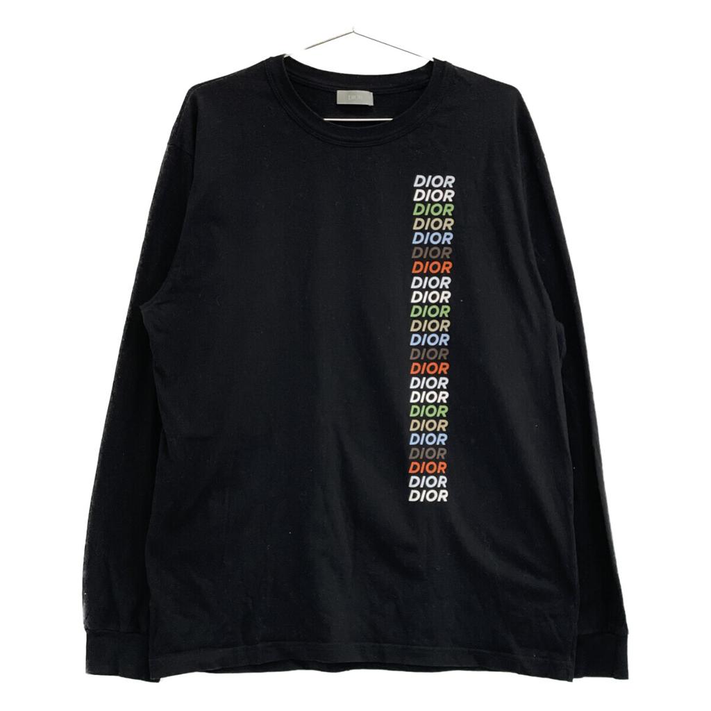 DIOR 413J642A0817 Black 24 Stainless Steel Cotton Multicolor Logo Long Sleeve T-Shirt tops M blackUsed