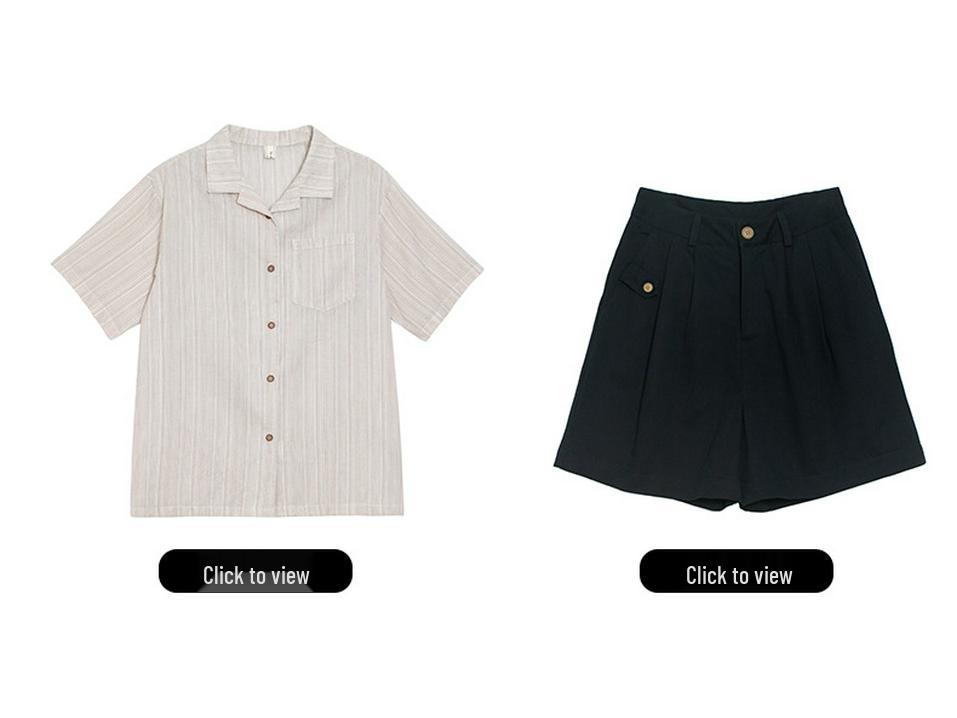 Huangzheng Women's Textured Striped Short-Sleeve Blouse, 2025 Japanese Hong Kong Style, Spring/Summer Collection.