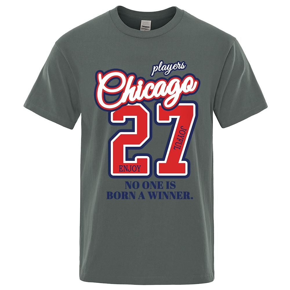 27 Number No One Is Born Winner Print Male Tshirt Oversized Loose T Shirts Cotton T Shirts Hip Hop Breathable T-Shirt Couple