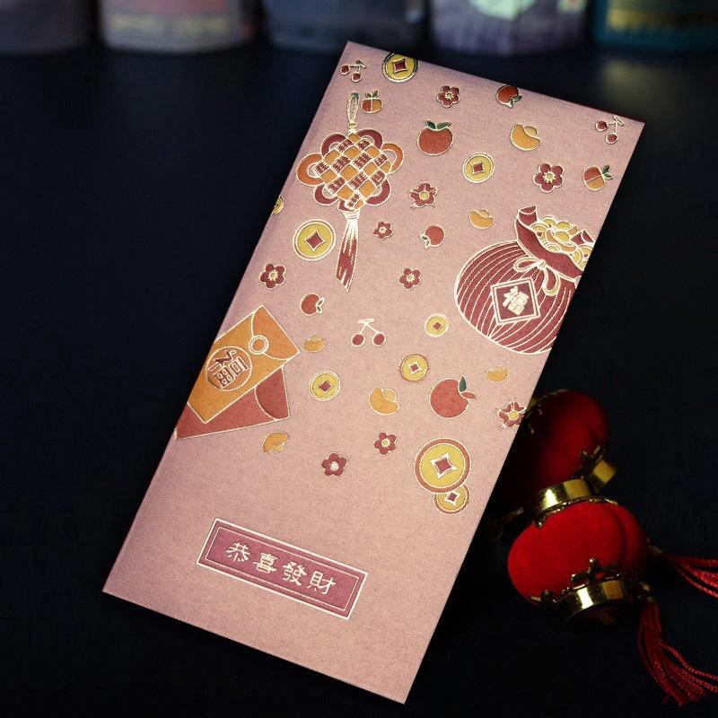 12Pcs Hot Stamping Chinese New Year Red Envelope Rectangular Thickened Red Packet Chinese Style Traditional Hongbao Kids Gift