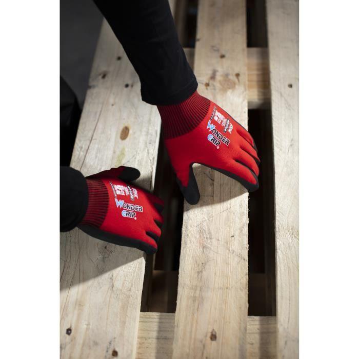 Gants de travail - WONDER GRIP - FLEX WG-500R - Rouge - Main - Doublure en nylon
