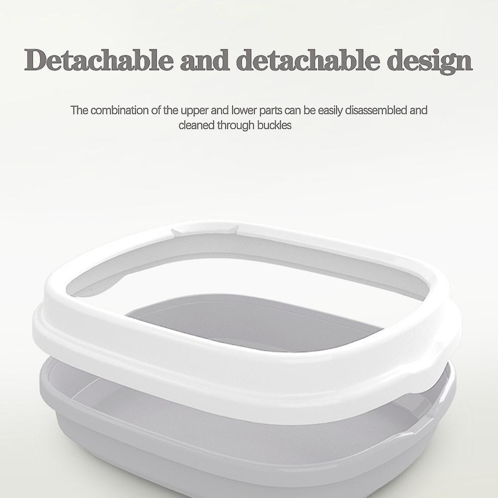 Semi-Enclosed Open Top Litter Box Anti-Splashing High-sided Litter Box Detachable Cat Litters Plate