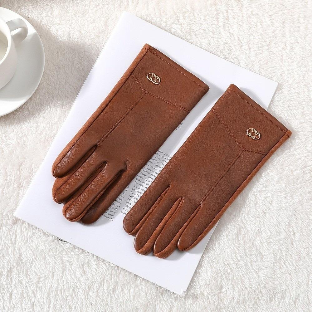New PU Leather Winter Gloves Warm Full Finger Touch Screen Gloves Touchable Screen Coldproof Driving Mittens Girls