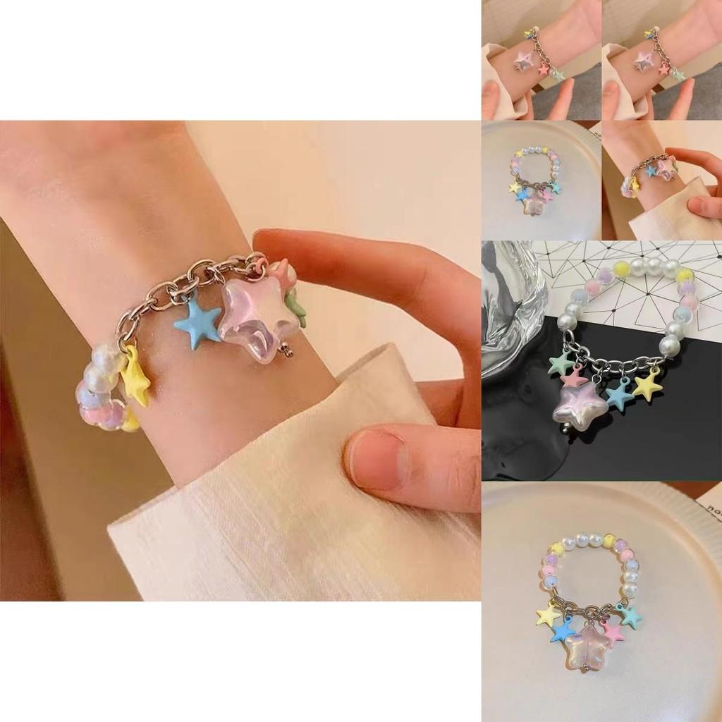 Lightweight Luxury Colorful Star Bracelet Handmade Resin Sweet Chic Dopamine Design For Women