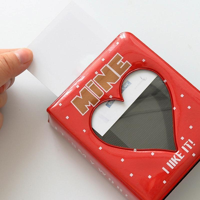 62KD 3 Inch 36 Pockets Photo Album Cartoon Hollow Heart Picture Storage Mini Scrapbooking for Case