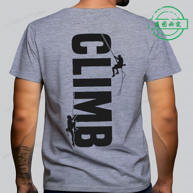 New Fashion Mens Summer TShirts Mens Climb Rock Climbing Bouldering Vintage Vertical Climber T Shirt Rock Climbing Tee Tops