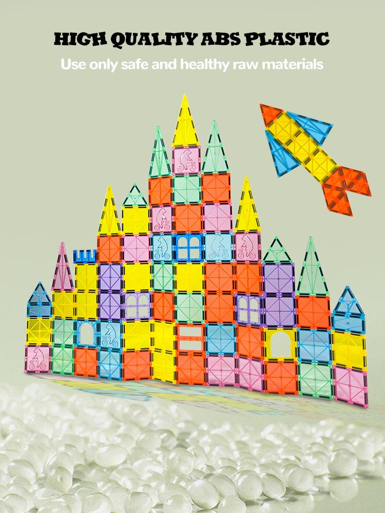 48-Piece Magnetic Tiles Building Set: Stained Glass Educational Puzzle Toy