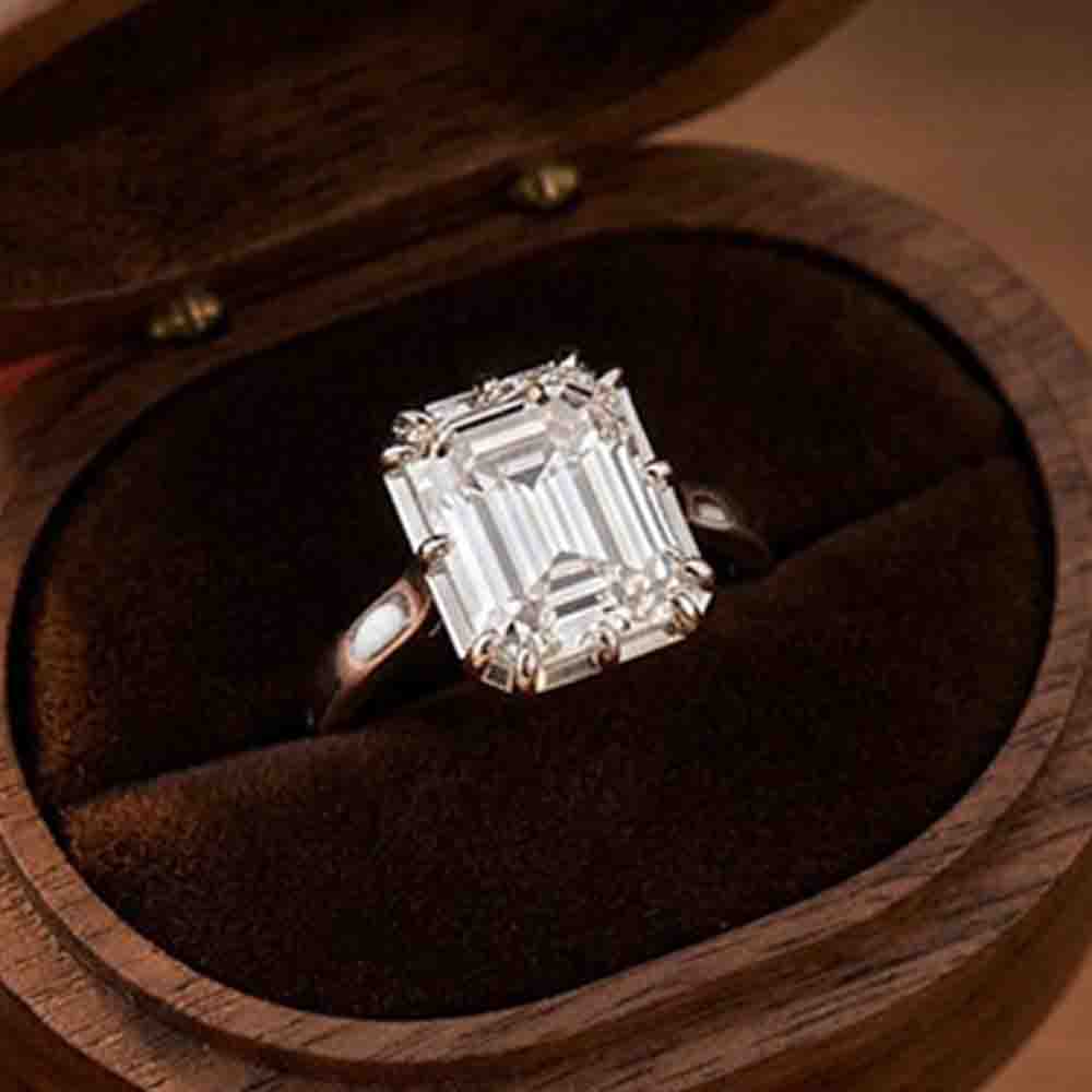 WUIHA Vintage 925 Sterling Silver 10 * 12 MM Emerald Cut VVS1 D Color Real GRA Moissanite Diamonds Gemstone Ring Fine Jewelry