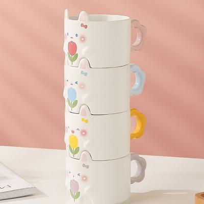 Niedliche Kaninchen Keramiktasse Kreative Stapeltasse Haushaltstasse Bürobecher Hochwertige Wassertasse Souvenirgeschenk