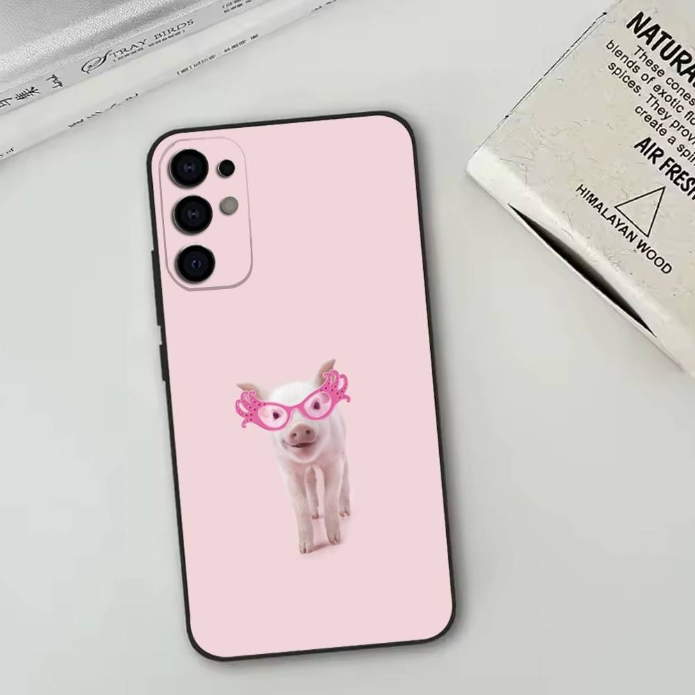 

Cute Angel Pig Phone Case Black Silicone Soft For Samsung S25,S24,S21,S22,S23,S30,Ultra,S20,Plus,Fe,Lite Samsung S24ULTRA