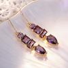 Xiaomi Huitan Gentle Women Gold Color Drop Earrings Fancy Accessories for Wedding Party Fashion Inlaid Bright Purple CZ Chic Jewelry
