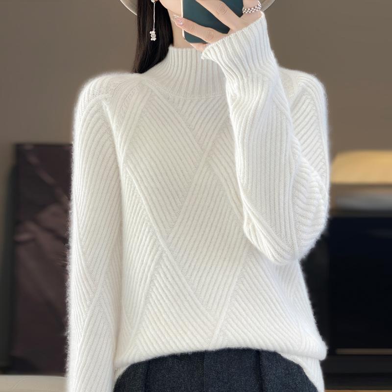 Women's Cashmere Sweater Qinghe Cashmere 30% Cashmere 70% Wool Autumn and Winter Cashmere Pullover Soft and Warm