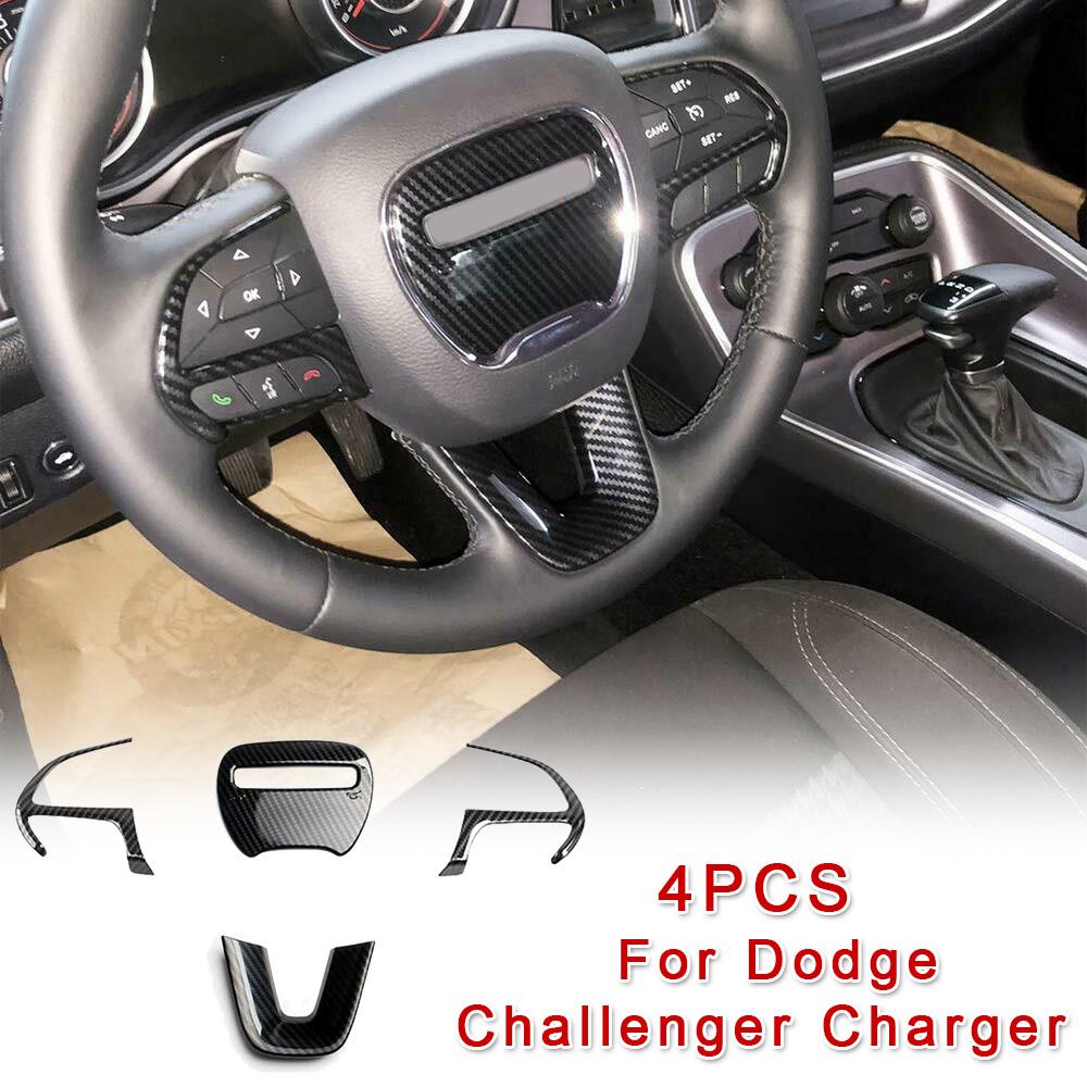 Real Carbon Fiber Steering Wheel Cover Trims For Dodge Challenger Charger 2016