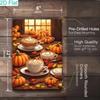 Retro Autumn Pumpkin Latte Tin Sign 8x12, Vintage Cafe Wall Art, Farmhouse Fall Kitchen Decor