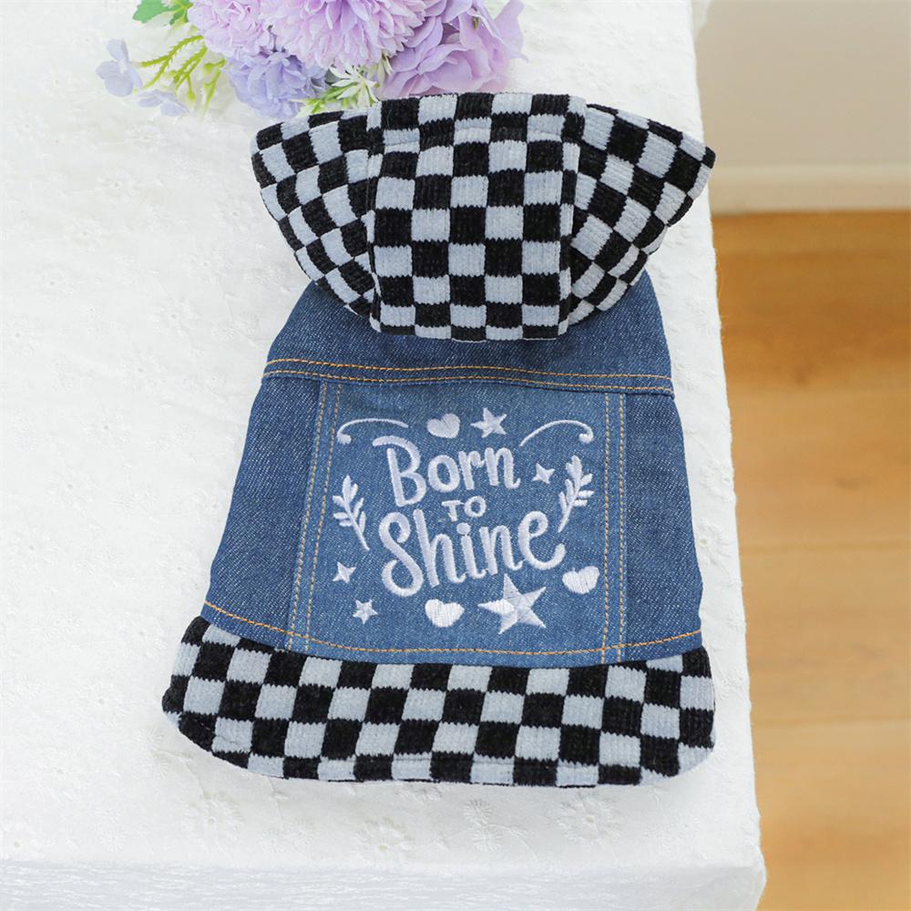 Klassische Karos Haustier Jeans Kleidung für Kleine Hunde Herbst Winter Welpen Hund Kapuzenmantel Jacke Zwergspitz Pudel Haustiere Kleidung