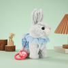 Electric Plush Rabbit Toy with Leash Singing Walking Bunny Plushie Toddlers Boys Girls Interactive Simulation Stuffed Animal Toy