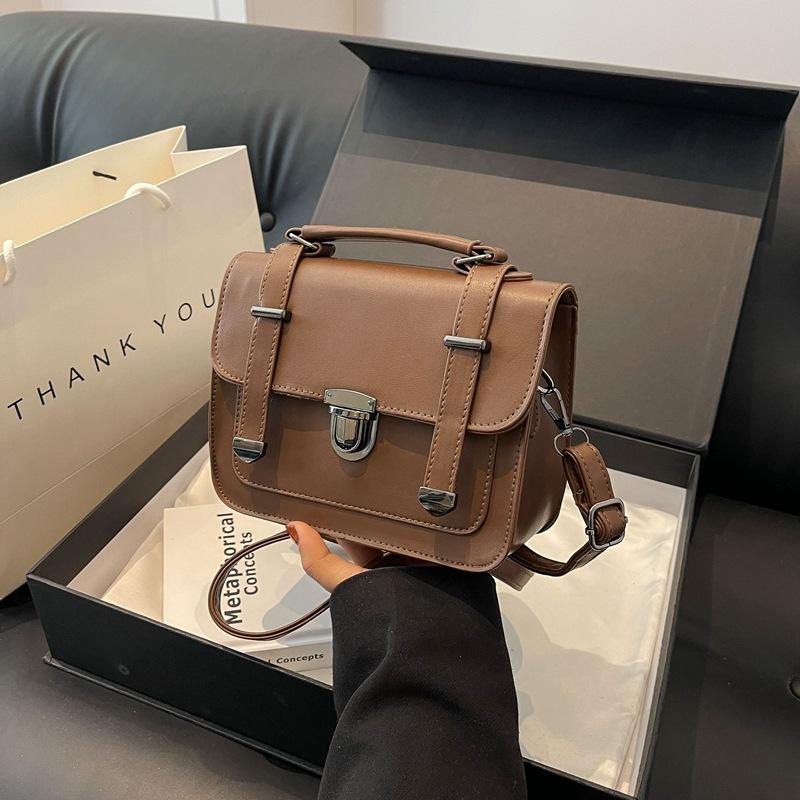 Damentasche Mode Kleine Quadratische Tasche Nische Retro Schultertasche Ausländischer Stil Handtasche Verschluss Retro Schräg Umhängetasche