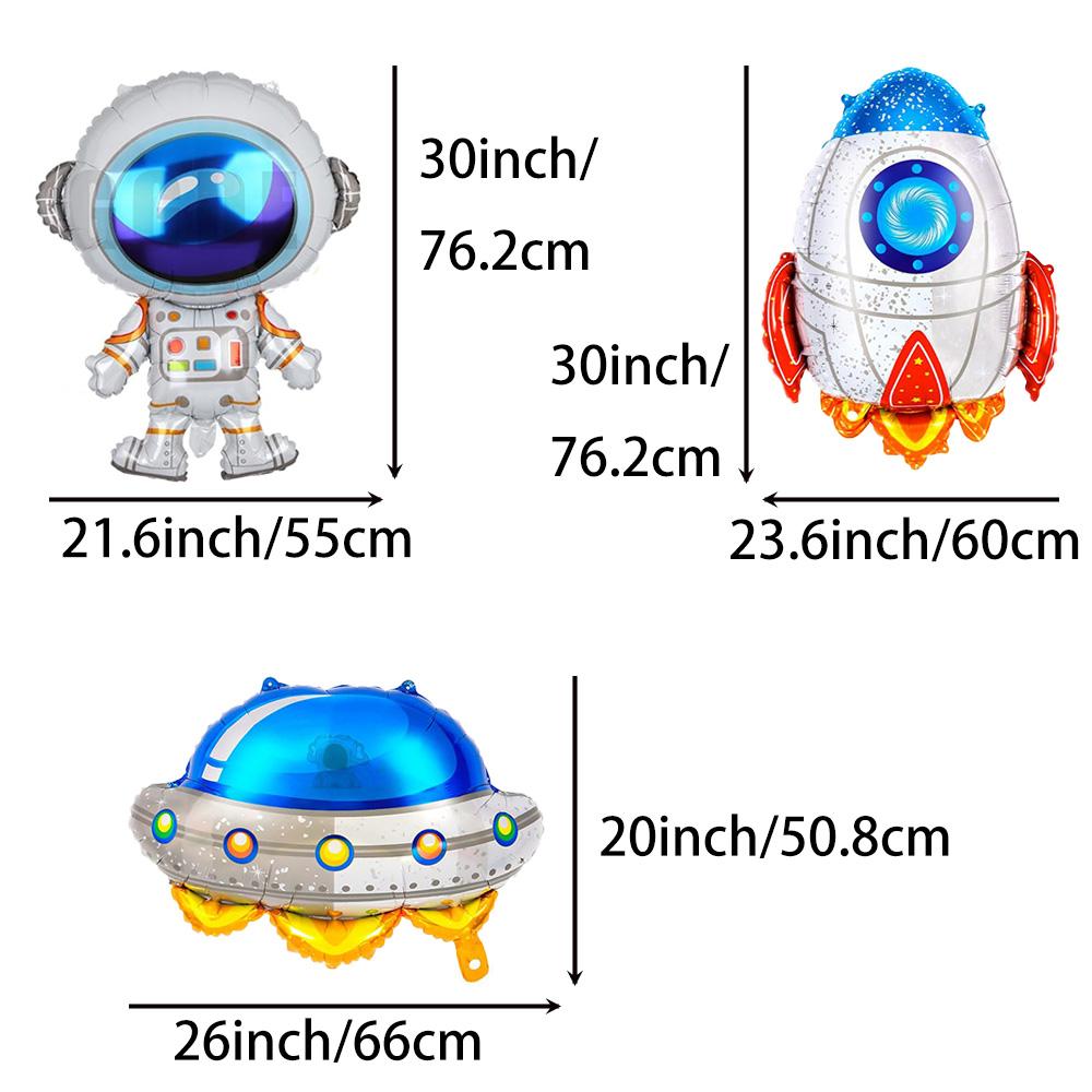 Space Set, New Astronaut, New Rocket, New Flying Saucer, Space-Themed Aluminum Foil Balloons, Universe Space-Themed Birthday Party Decorations