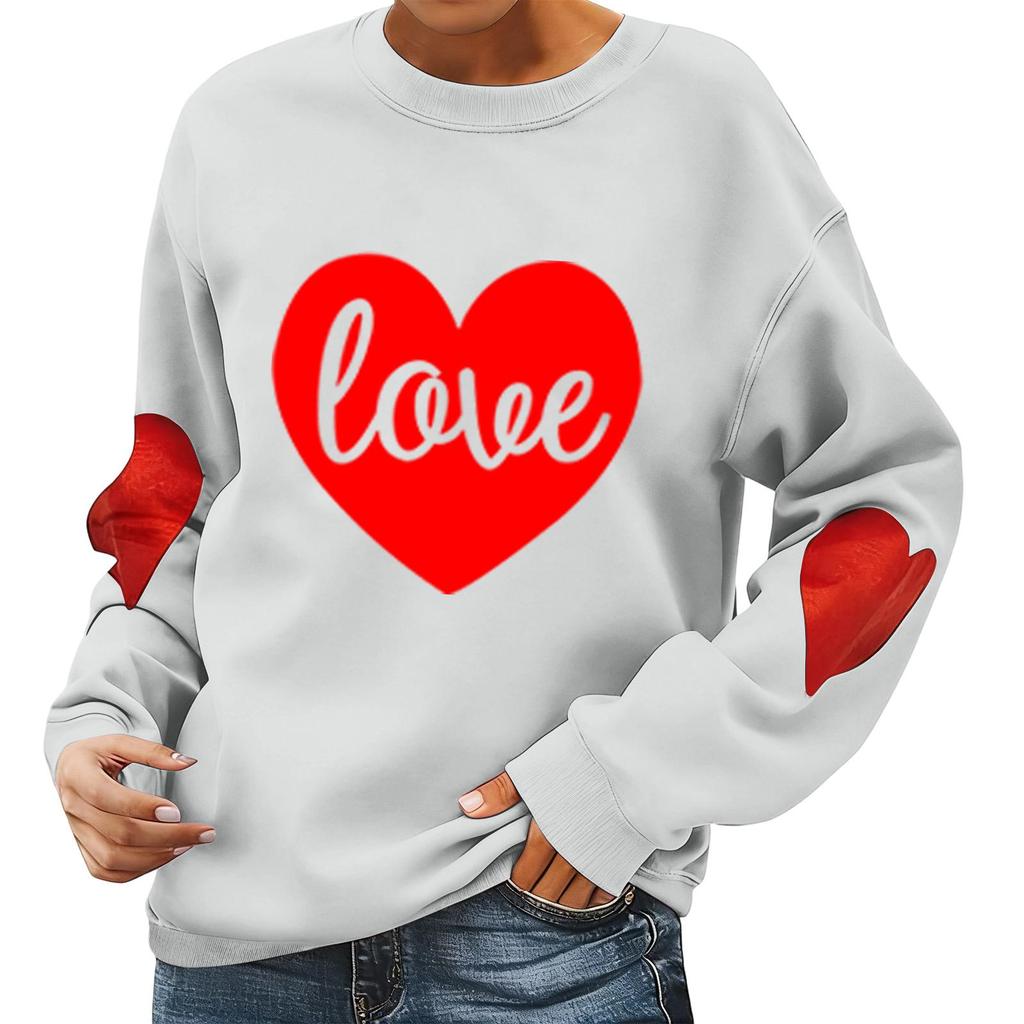 Damen Valentinstag Bedruckter Lässiger Langarm Sport-Hoodie Top