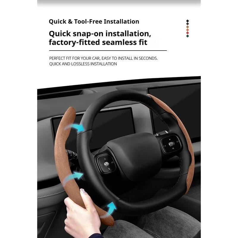 Suitable for Gmc Sports Suede Steering Wheel Cover, Split Snap-On Anti-Slip Cover for Models Such as Sierra 1500 Hd, Yukon,