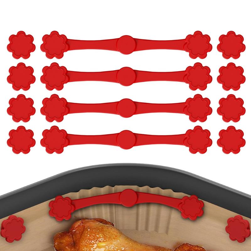 4PCS Air Fryer Magnets Set for Parchment Paper Air Fryer Liner Magnet Silicone Buckle High-temp Resistant Air Fryer Accessories