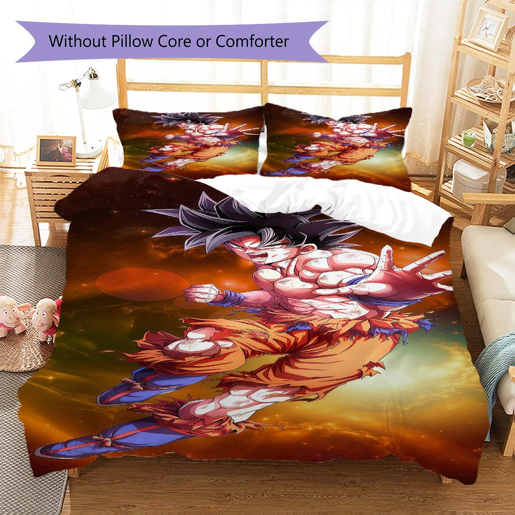 Biancheria da letto con motivo Son Goku, Set piumone Copripiumone Federa Regalo di compleanno per la casa (1 * copripiumino + 2 * federa, senza nucleo)