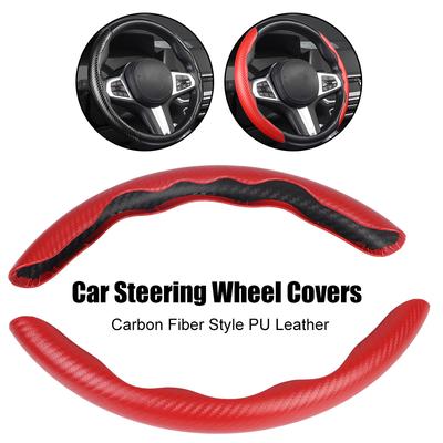 Accessori per la decorazione di interni auto 1 paio di coprivolante per auto in pelle microfibra universale effetto fibra di carbonio antiscivolo