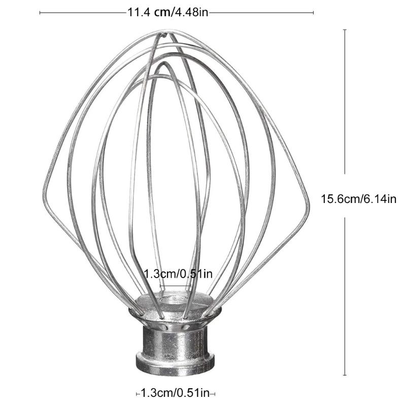 Wire Whip Stainless Steel for 4.5QT Bowl-Lift Stand Mixer K45WW 6-Wire Whisk Attachment Balloon Whisk for Eggs