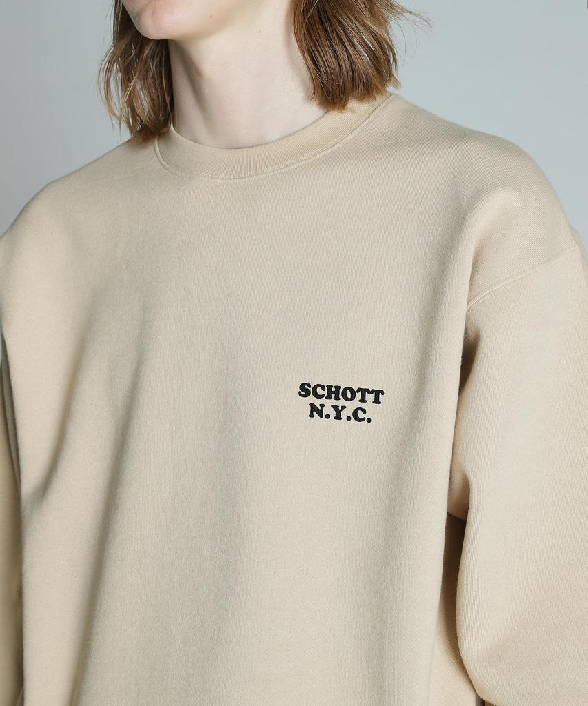 Schott LIFE ON WHEELS CREW SWEAT Men's L 040 Beige 782-4232002