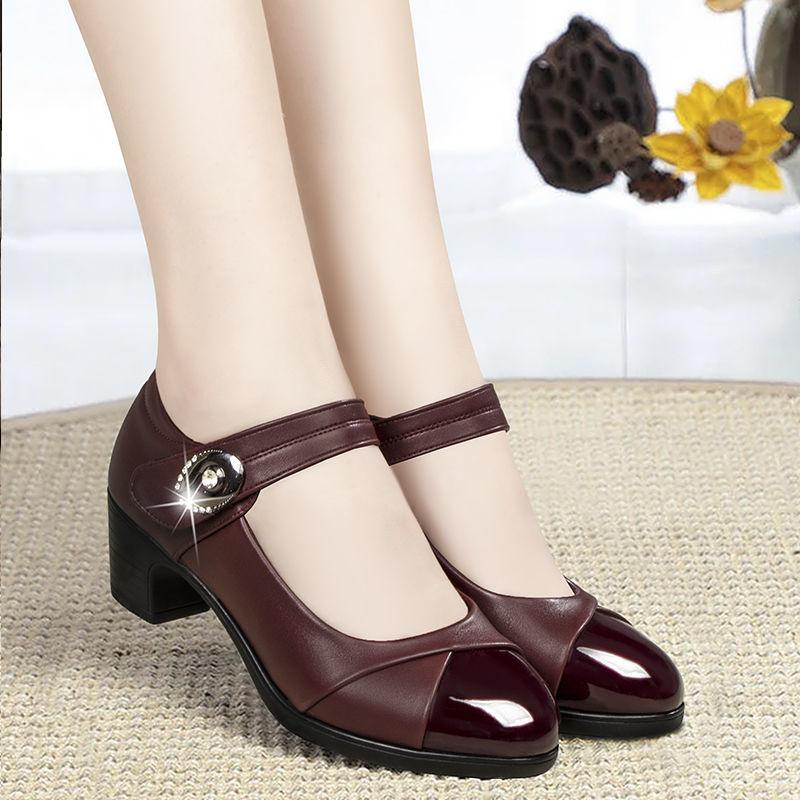 women light weight wine red office square heel pumps lady casual high quality black pu leather party shoes a6661z