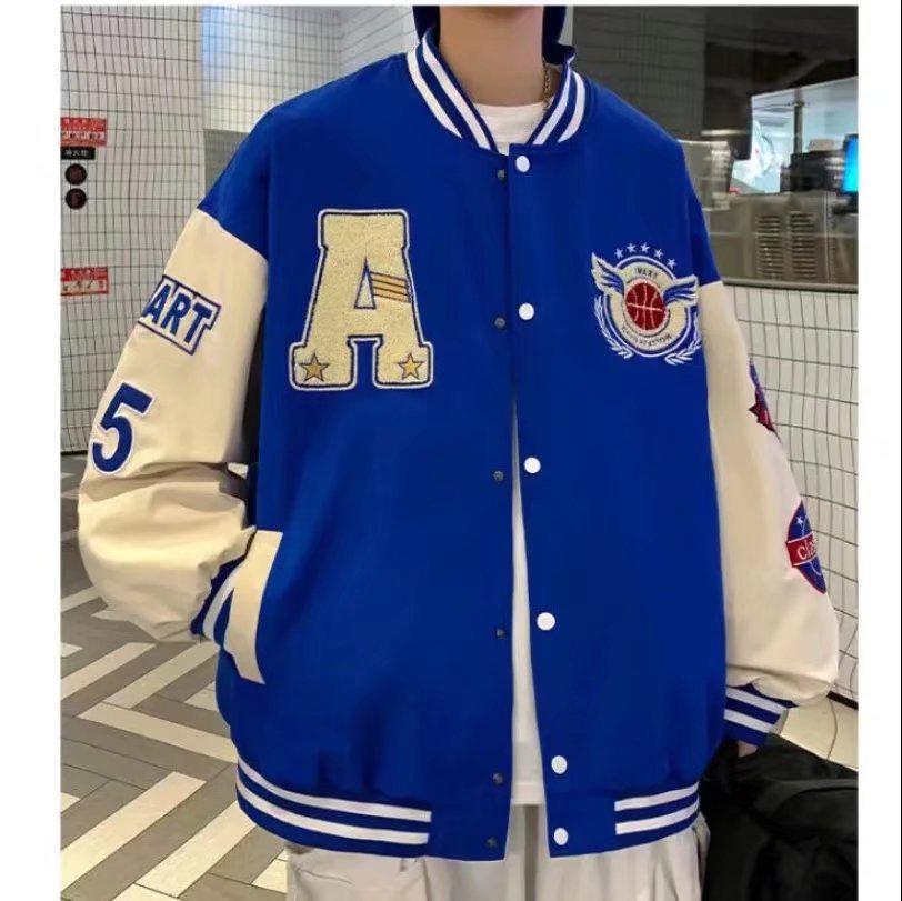 Men's Retro Embroidered College-Style Baseball Jacket - Spring/Autumn Trendy Pilot Jacket for Couples