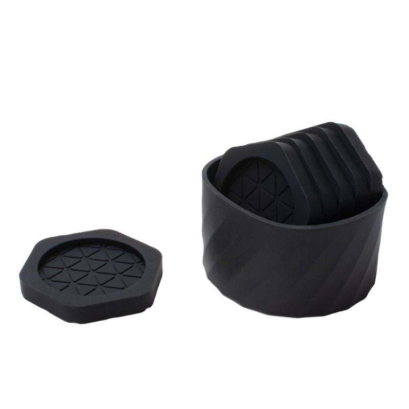 Reusable Heat Resistant Coaster Hexagonal Shape Antislip Design Drink Cup Mats Includes Compacts Holder For Kitchen Desk